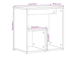 Mesa auxiliar de madera contrachapada negro 50x30x50 cm