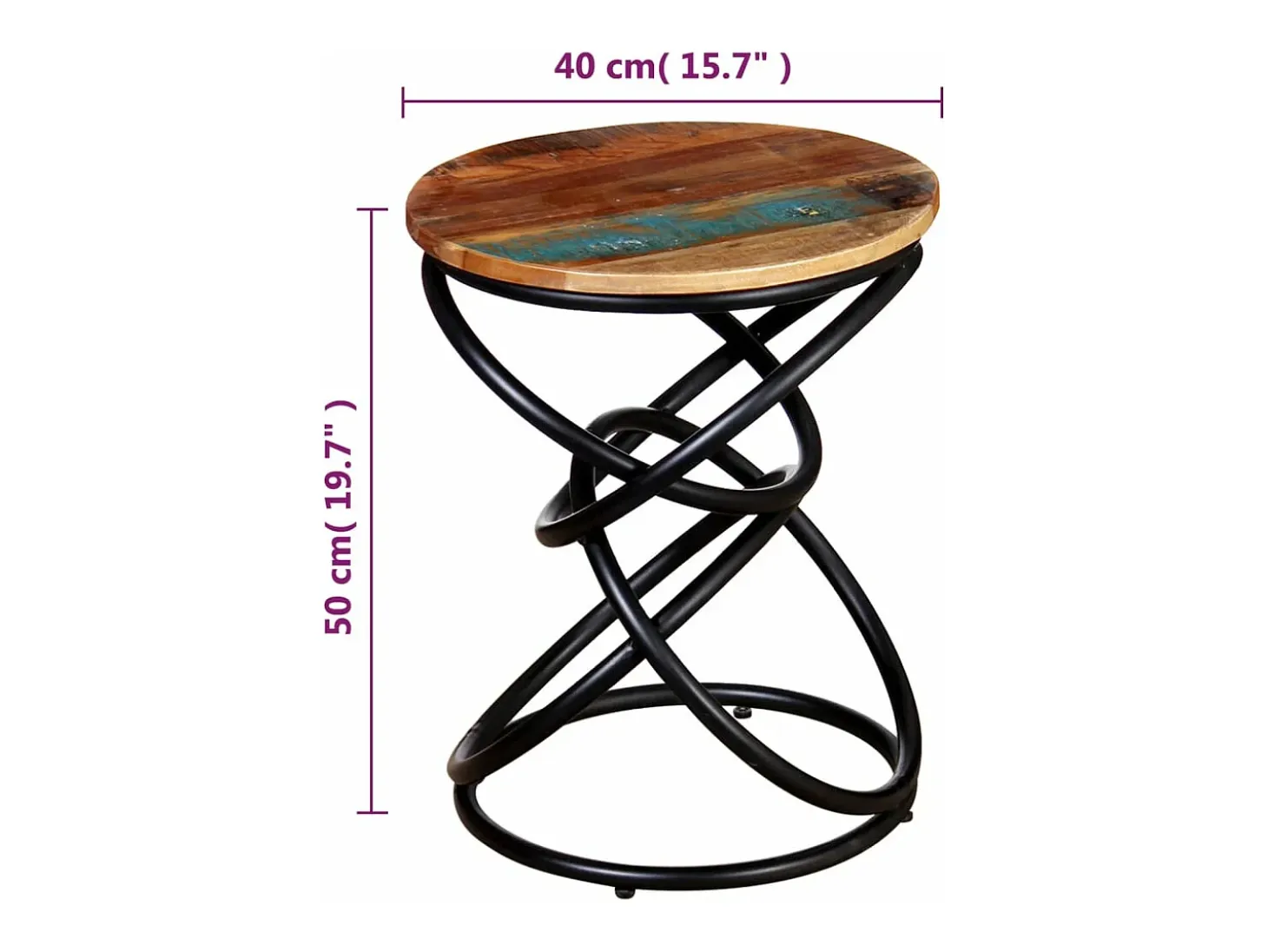 Mesa auxiliar de madera maciza reciclada
