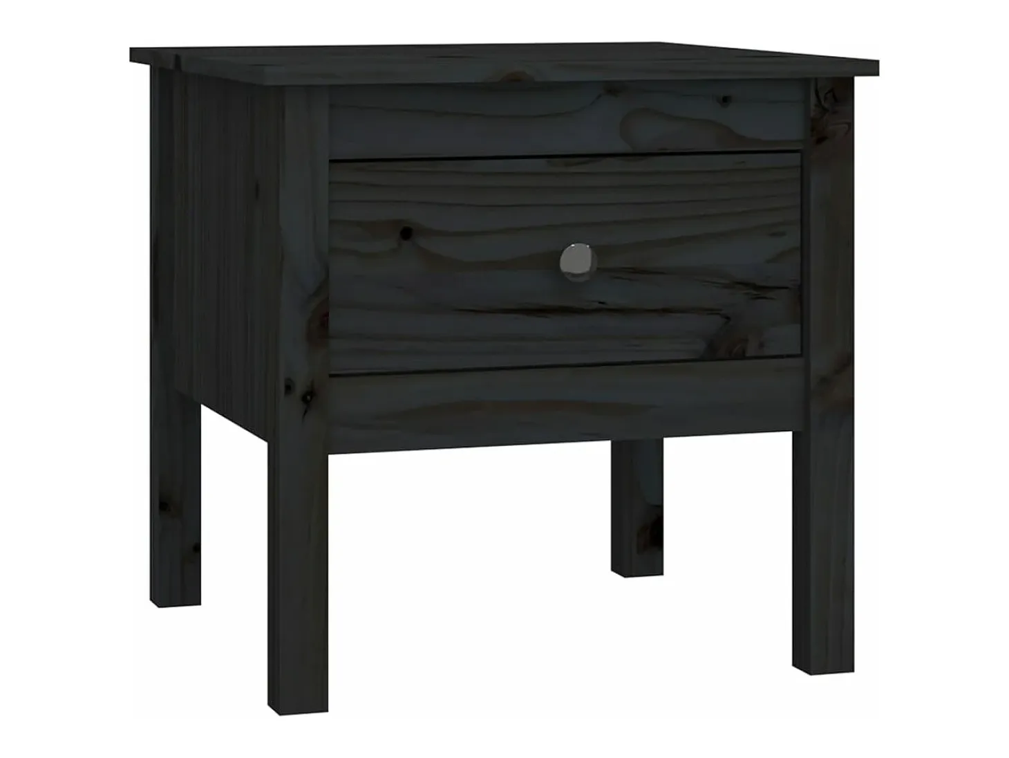 Mesa auxiliar de madera maciza de pino negro 50x50x49 cm