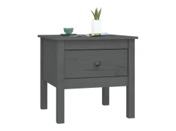 Mesa auxiliar de madera maciza de pino gris 50x50x49 cm