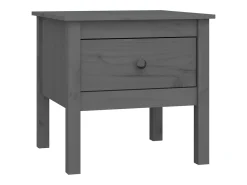 Mesa auxiliar de madera maciza de pino gris 50x50x49 cm