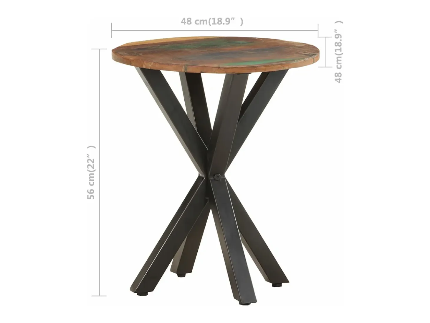 Mesa auxiliar de madera maciza reciclada 48x48x56 cm