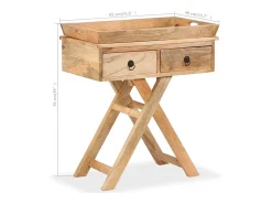 Mesa auxiliar de madera maciza de mango 65x40x76 cm