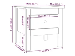 Mesa auxiliar de madera maciza de pino blanco 40x40x39 cm