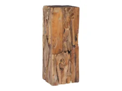 Mesa auxiliar de madera maciza de teca 30x30x80 cm