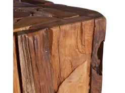 Mesa auxiliar de madera maciza de teca 30x30x80 cm