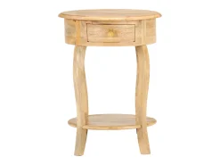Mesa auxiliar de madera maciza de mango 37x37x61 cm