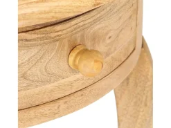 Mesa auxiliar de madera maciza de mango 37x37x61 cm