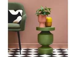 Mesa auxiliar de metal kaki oscuro