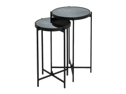 Mesa auxiliar de metal y vidrio negro Florian