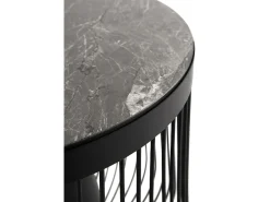 Mesa auxiliar de metal y mármol, color negro