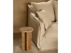 Mesa auxiliar de mármol daino reale y patas de madera maciza DECOWOOD de Ø28x45cm - TOSCANA - DECOWOOD
