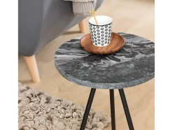 Mesa auxiliar de mármol gris Eva - Patas atornilladas - 50x35x35cm