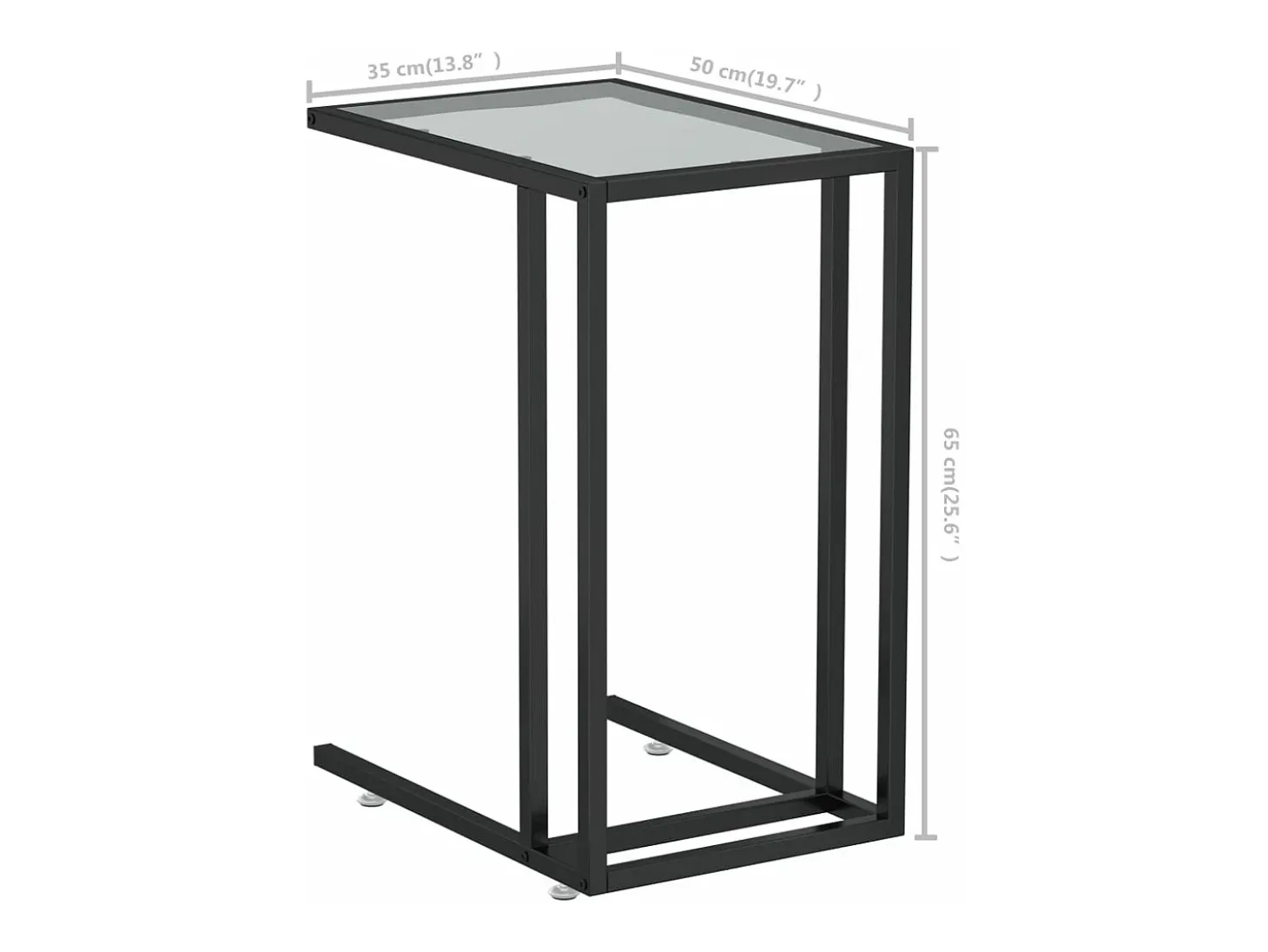 Mesa auxiliar de ordenador vidrio transparente 50x35x65 cm