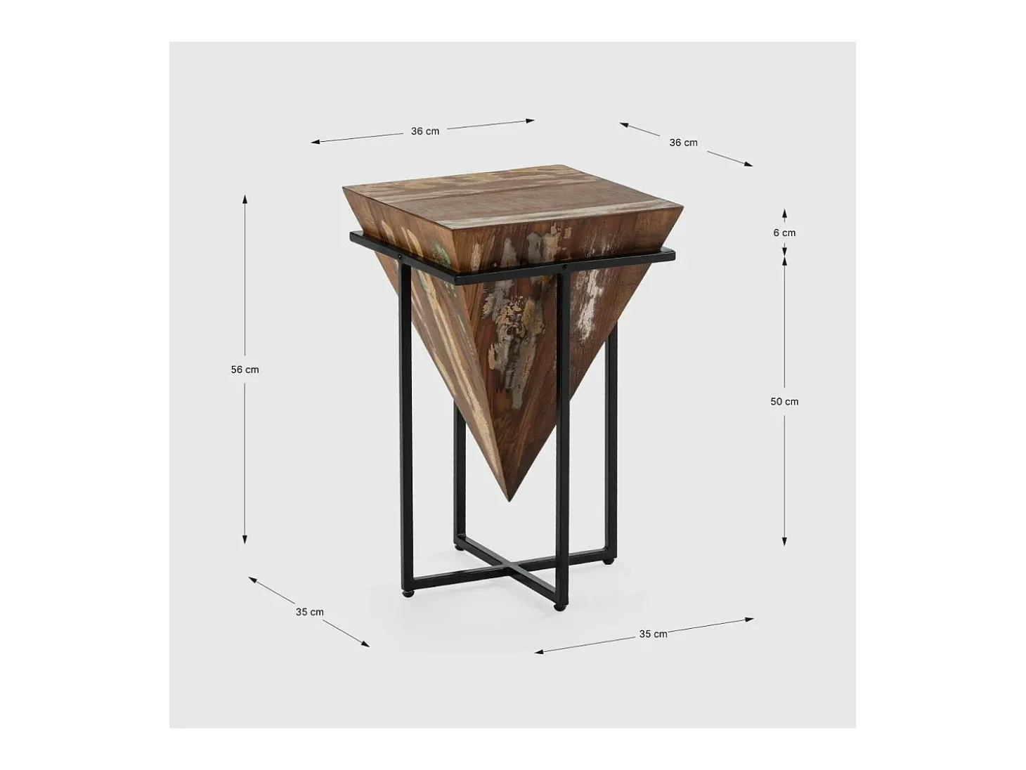 Mesa auxiliar de rincón modelo Avila-56 en madera acabado natural, 56cm(alto) 36cm(ancho)
