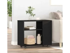Mesa auxiliar de roble negro, 70 x 35 x 60 cm, madera de ingeniería
