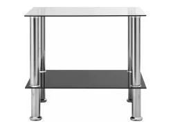 Mesa auxiliar de vidrio templado transparente 45x50x45 cm