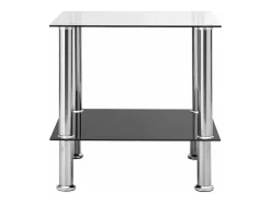 Mesa auxiliar de vidrio templado transparente 45x50x45 cm