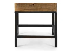 Mesa auxiliar de 79x38x36 cm con patas de metal negro y estructura en madera de abeto Indi