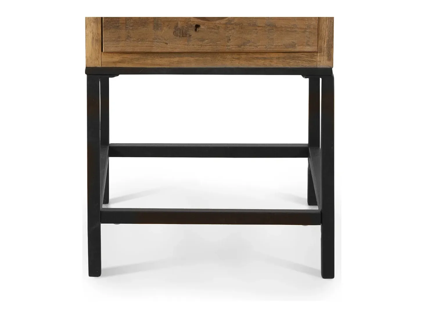 Mesa auxiliar de 79x38x36 cm con patas de metal negro y estructura en madera de abeto Indi