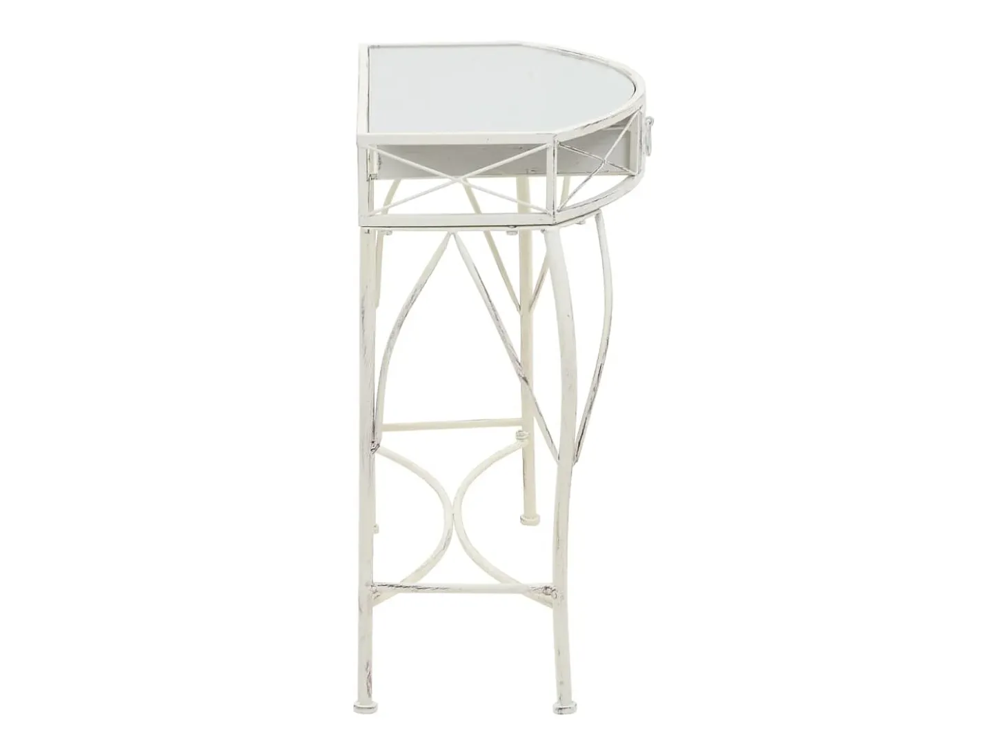 Mesa auxiliar estilo francés metal 82x39x76 cm blanca