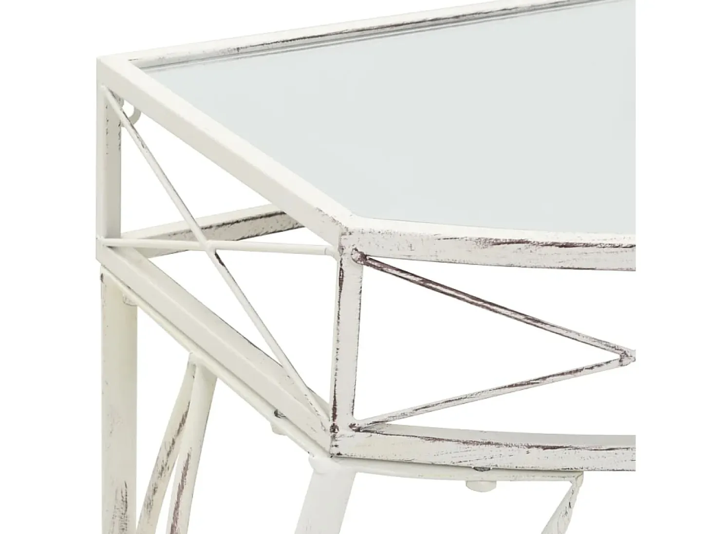 Mesa auxiliar estilo francés metal 82x39x76 cm blanca