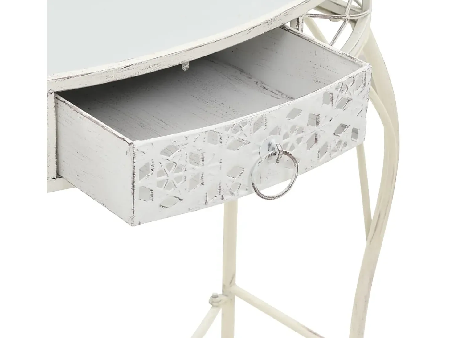 Mesa auxiliar estilo francés metal 82x39x76 cm blanca
