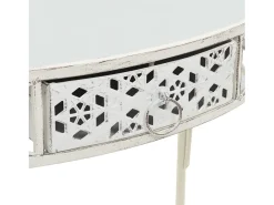Mesa auxiliar estilo francés metal 82x39x76 cm blanca