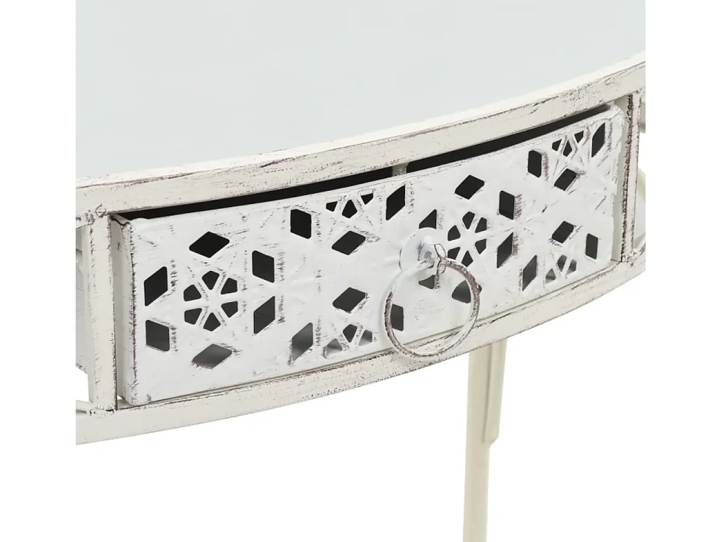 Mesa auxiliar estilo francés metal 82x39x76 cm blanca