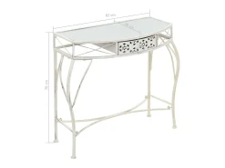 Mesa auxiliar estilo francés metal 82x39x76 cm blanca