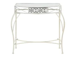 Mesa auxiliar estilo francés metal 82x39x76 cm blanca