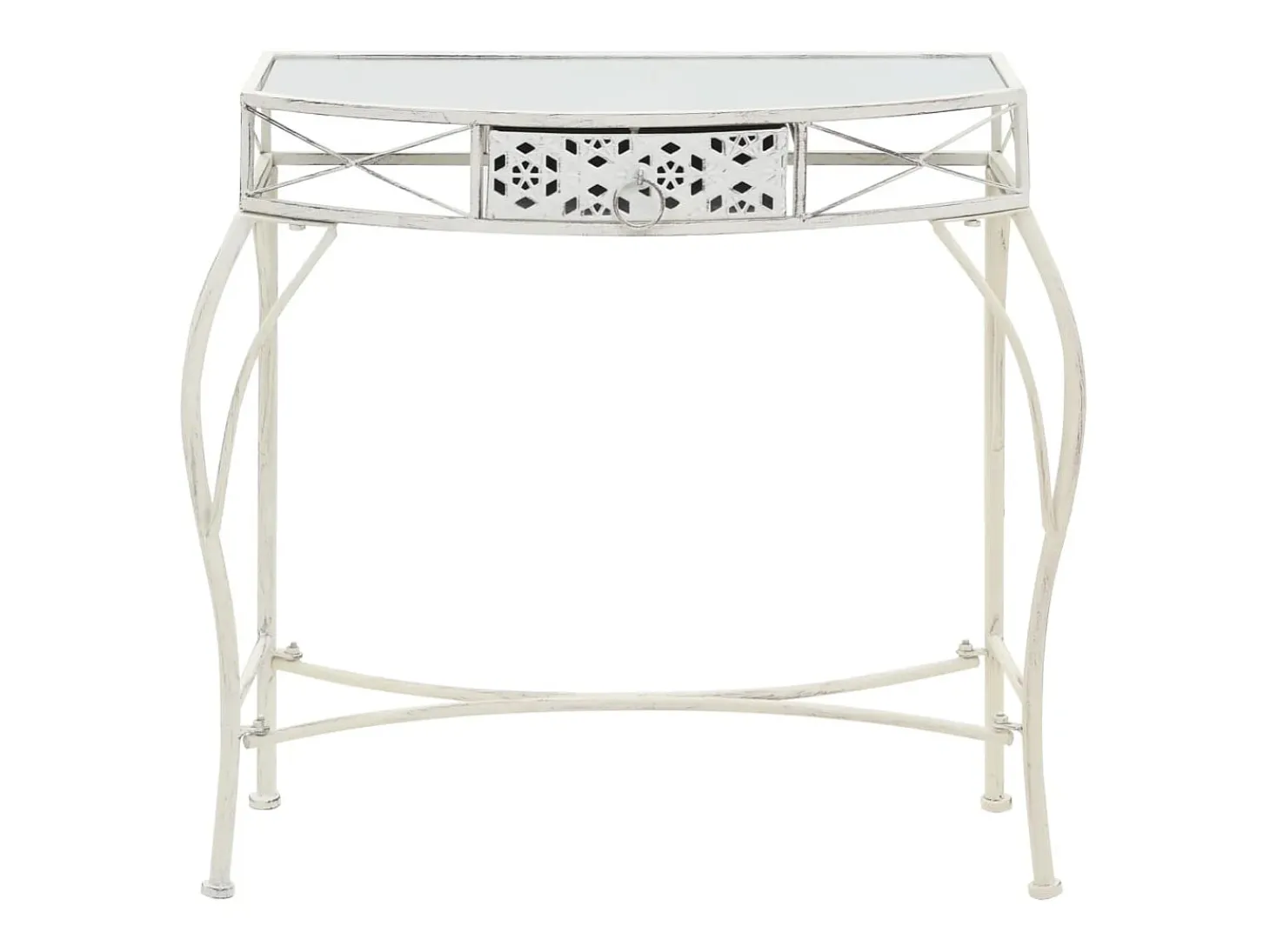 Mesa auxiliar estilo francés metal 82x39x76 cm blanca