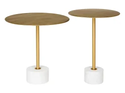 Mesa auxiliar LECCO de latón y mármol Ø 41cm