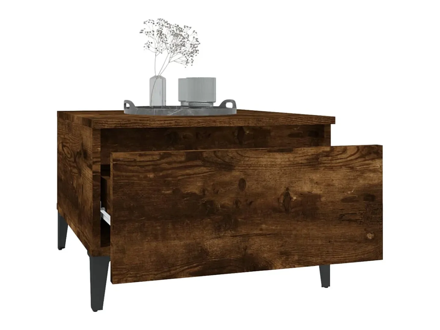 Mesa auxiliar madera contrachapada roble ahumado 50x46x35 cm