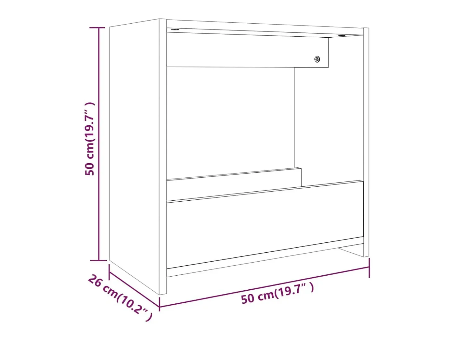 Mesa auxiliar madera contrachapada gris Sonoma 50x26x50 cm
