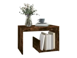 Mesa auxiliar madera contrachapada roble ahumado 59x36x38 cm