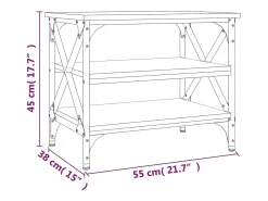 Mesa auxiliar madera contrachapada gris Sonoma 55x38x45 cm