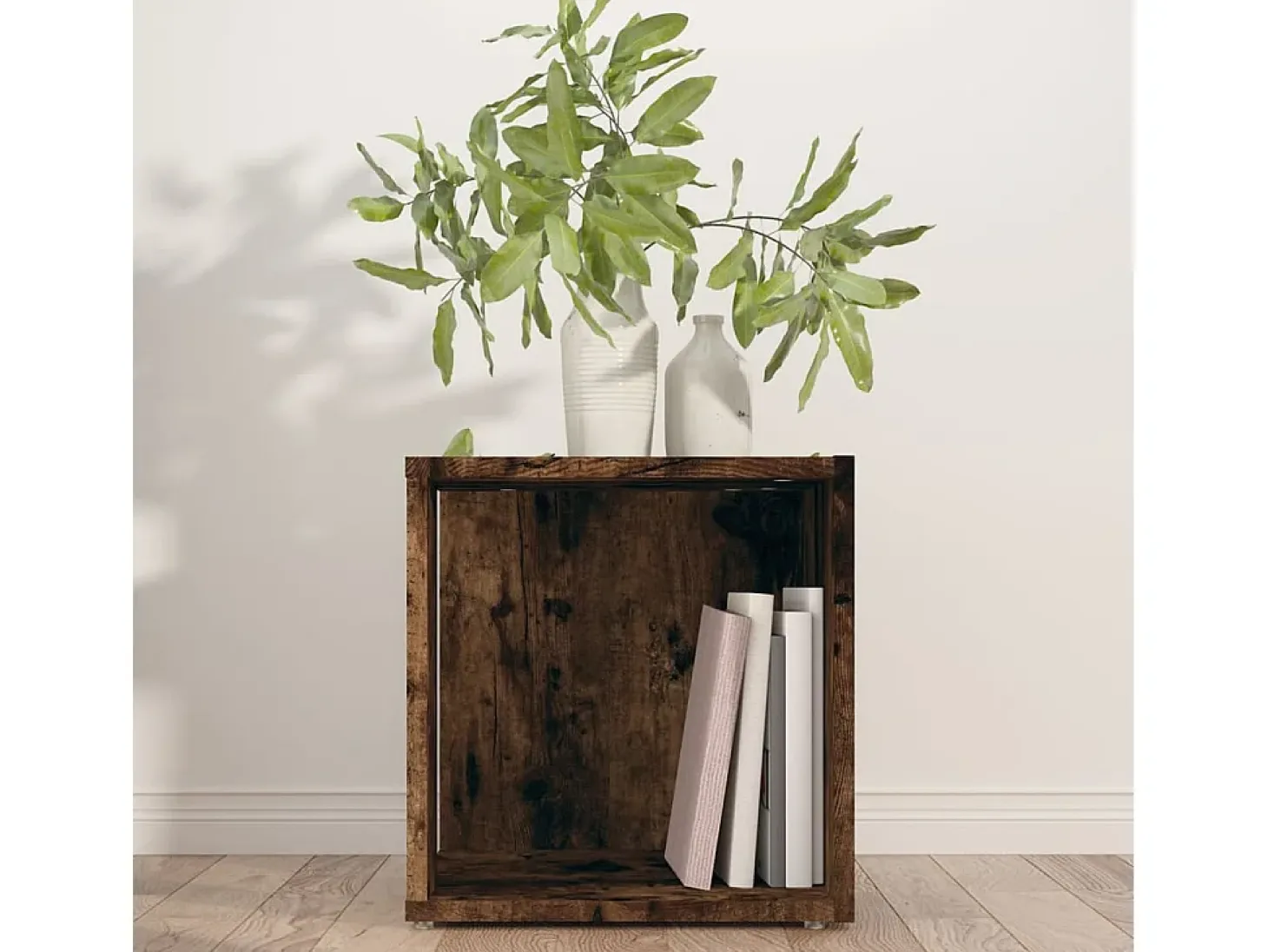 Mesa auxiliar madera contrachapada roble ahumado 33x33x34,5 cm ES650891