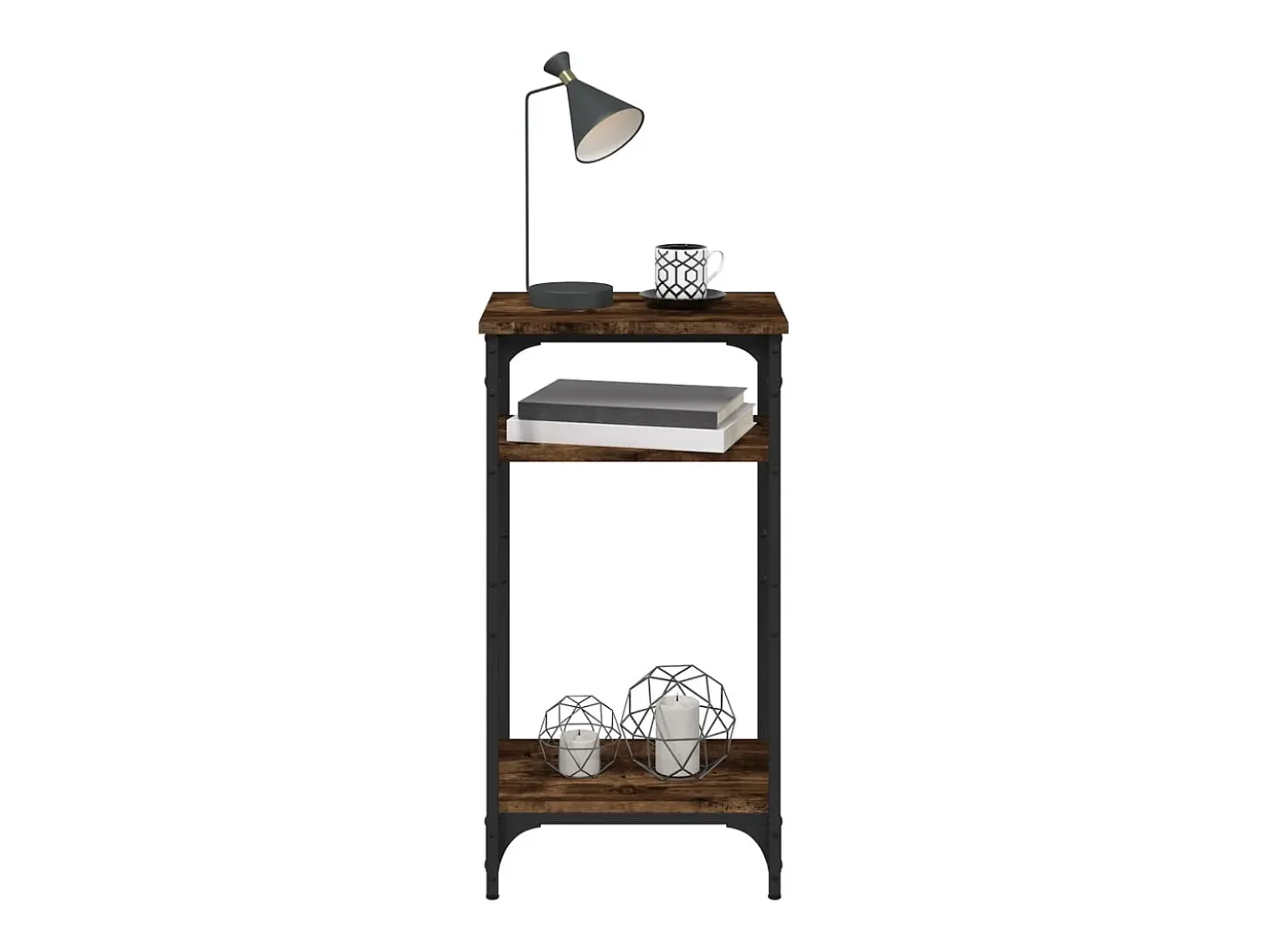 Mesa auxiliar madera contrachapada roble ahumado 40x30x75 cm