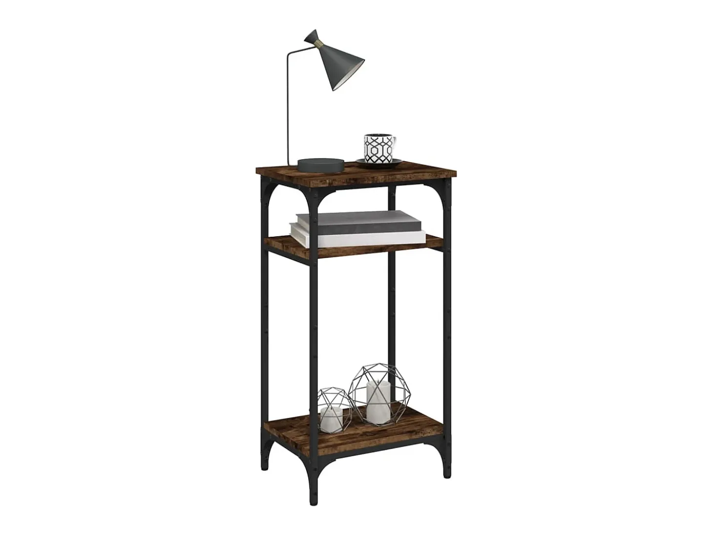Mesa auxiliar madera contrachapada roble ahumado 40x30x75 cm