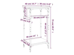 Mesa auxiliar madera contrachapada roble ahumado 40x30x75 cm