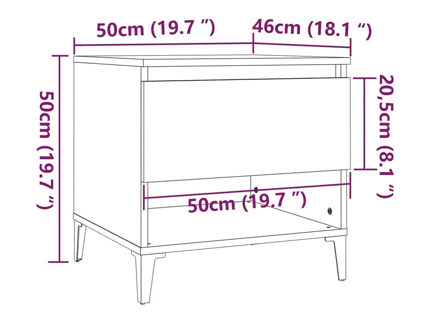 Mesa auxiliar madera contrachapada blanco 50x46x50 cm