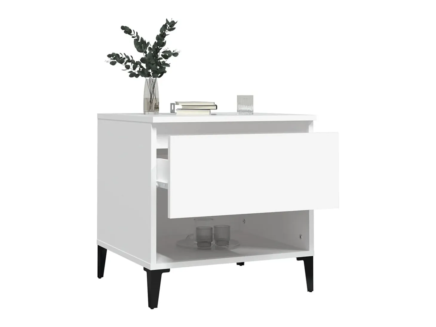 Mesa auxiliar madera contrachapada blanco 50x46x50 cm