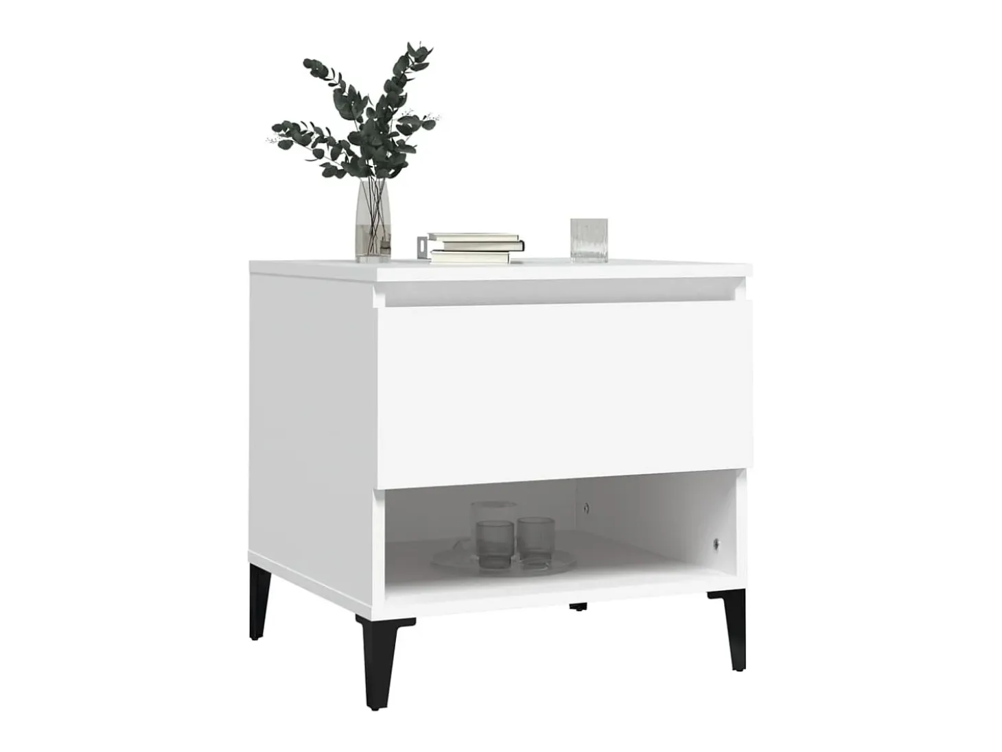 Mesa auxiliar madera contrachapada blanco 50x46x50 cm