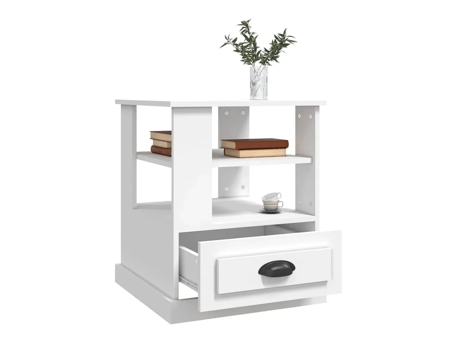 Mesa auxiliar madera contrachapada blanco 50x50x60 cm