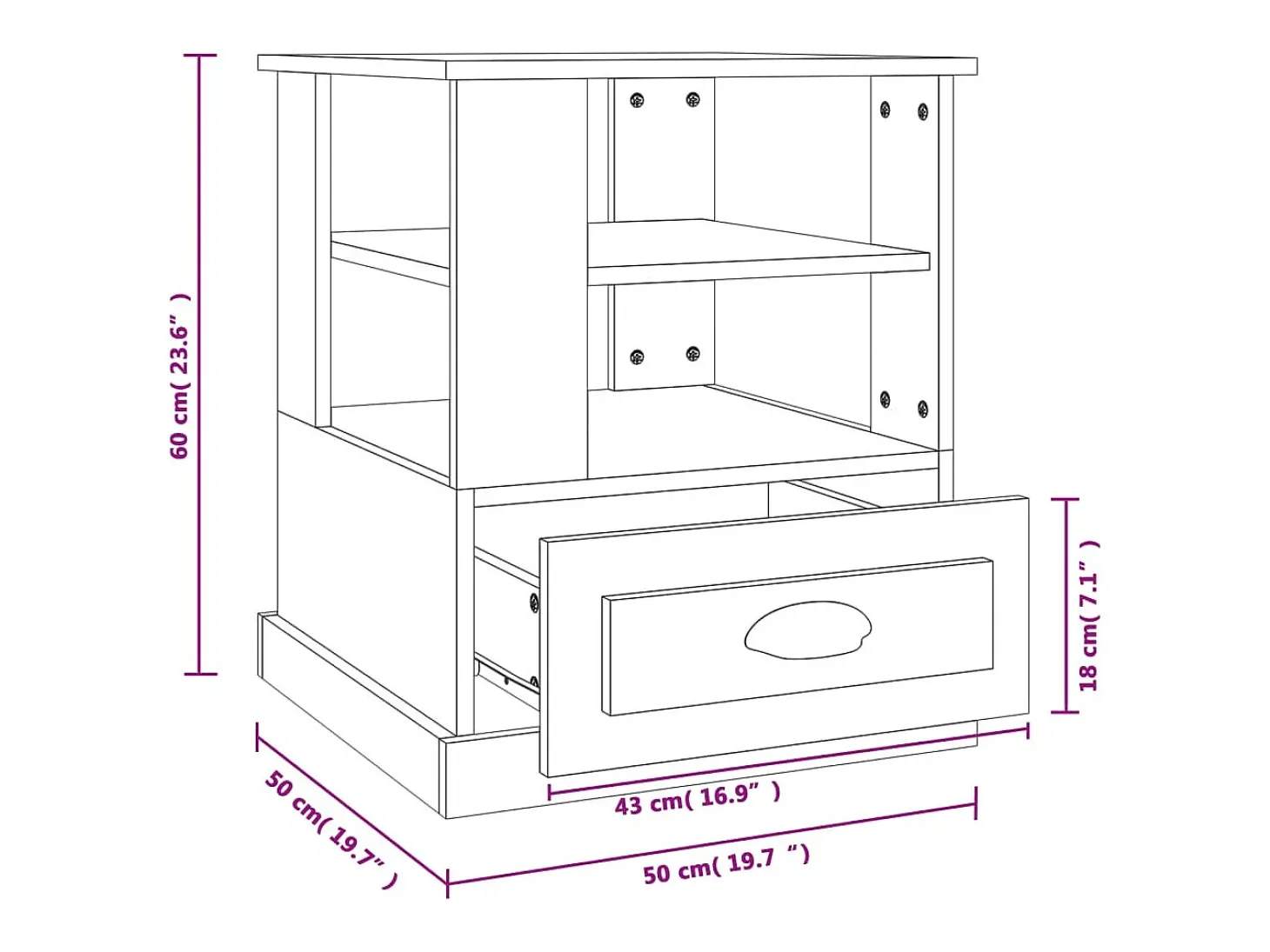Mesa auxiliar madera contrachapada blanco 50x50x60 cm