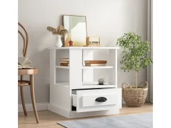 Mesa auxiliar madera contrachapada blanco 50x50x60 cm