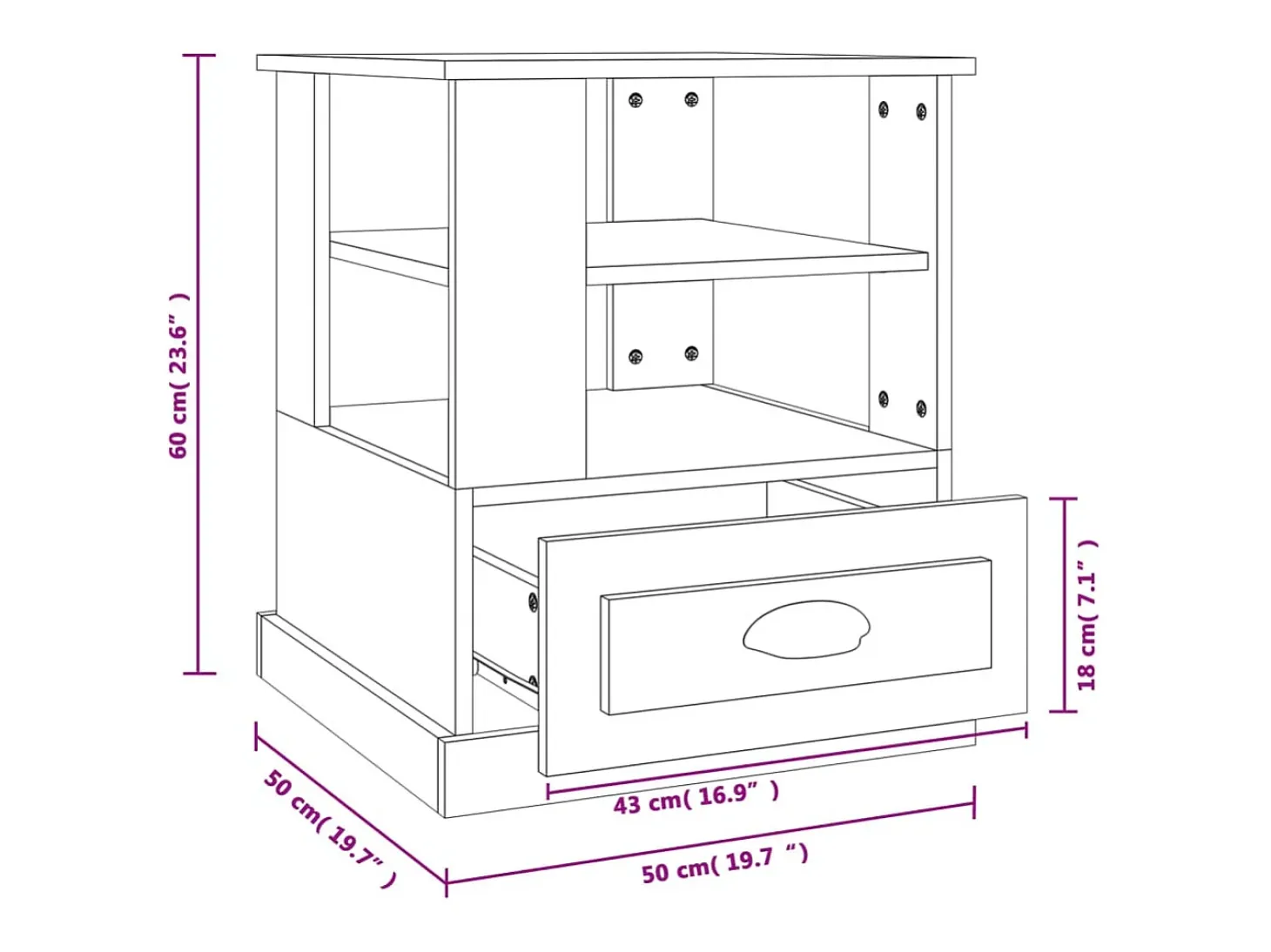 Mesa auxiliar madera contrachapada roble ahumado 50x50x60 cm