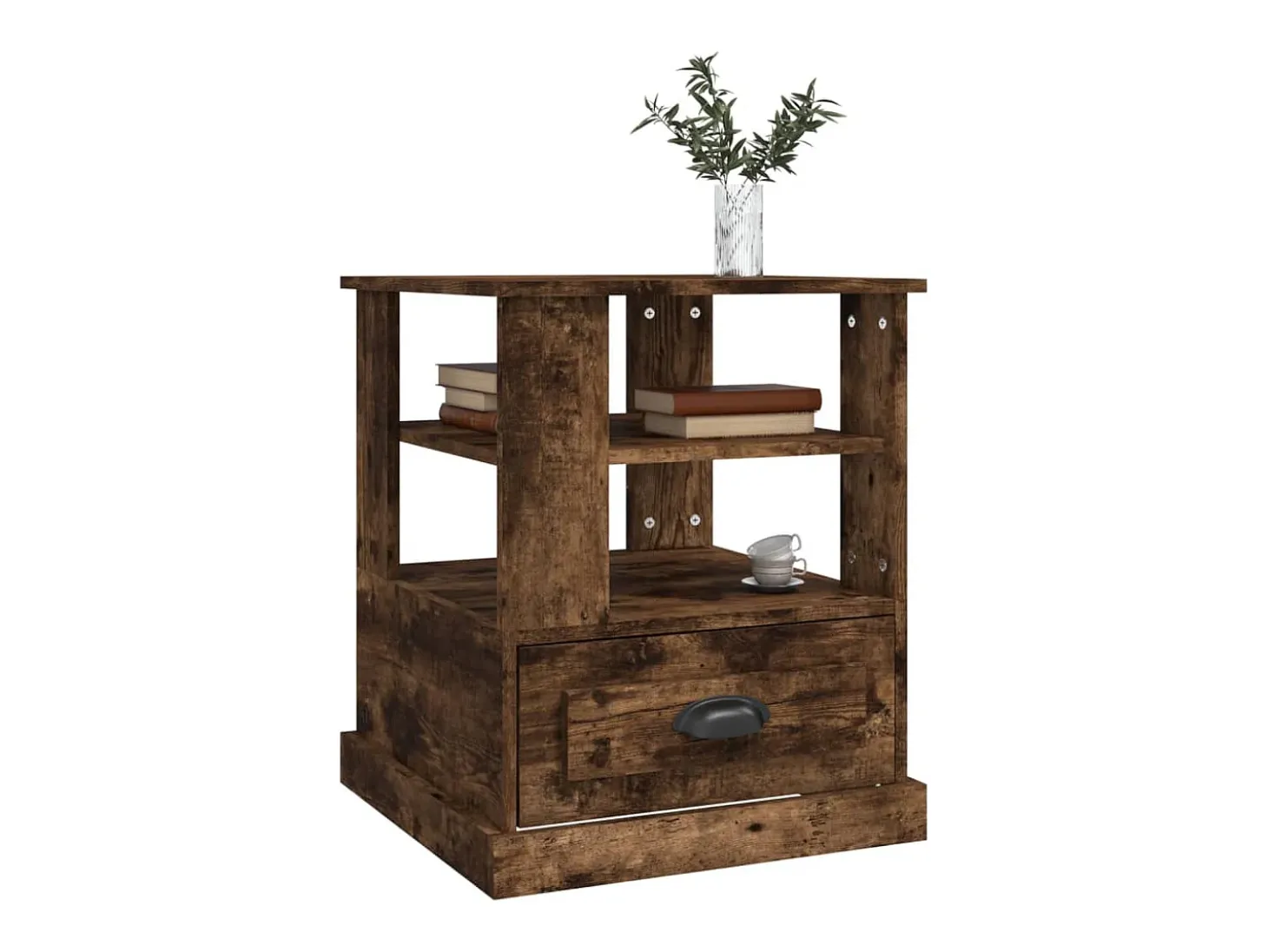 Mesa auxiliar madera contrachapada roble ahumado 50x50x60 cm