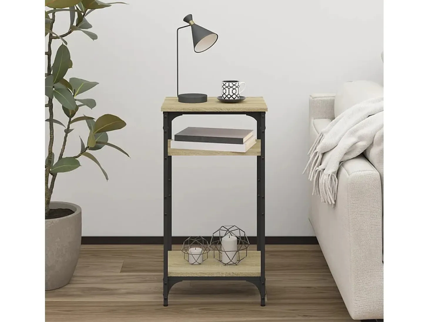 Mesa auxiliar madera contrachapada roble Sonoma 40x30x75 cm